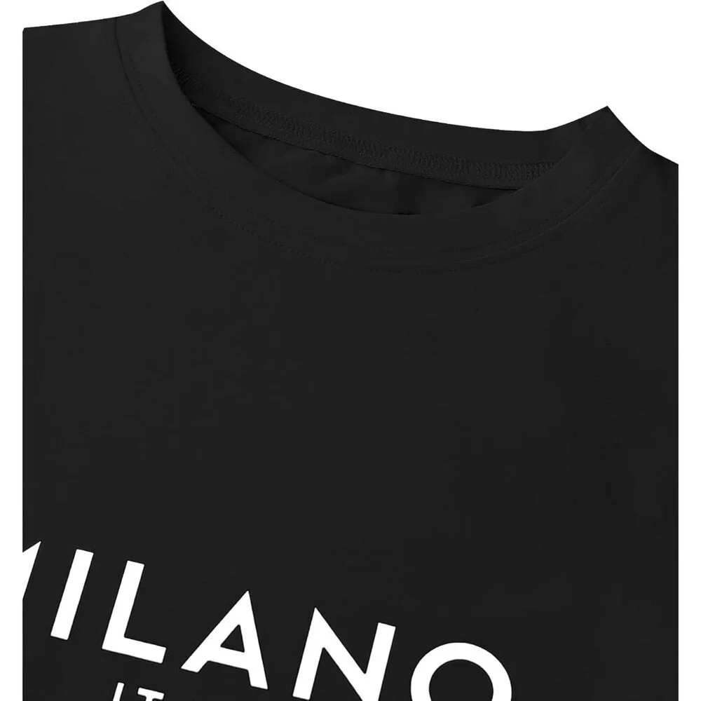 Long Sleeve Crop Top Women Fitted Graphic Crew Neck Casual for Fall - Picture 5 of 6